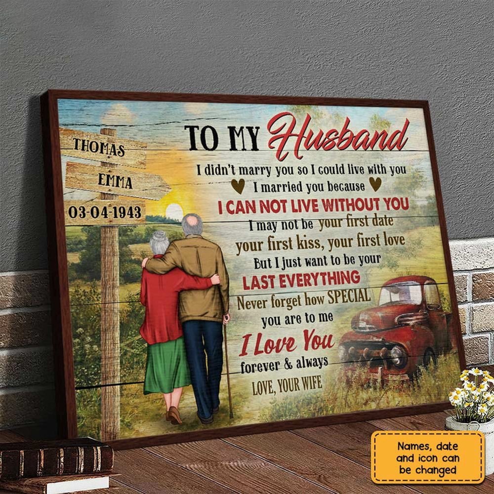 To My Husband Country Road Personalized Canvas