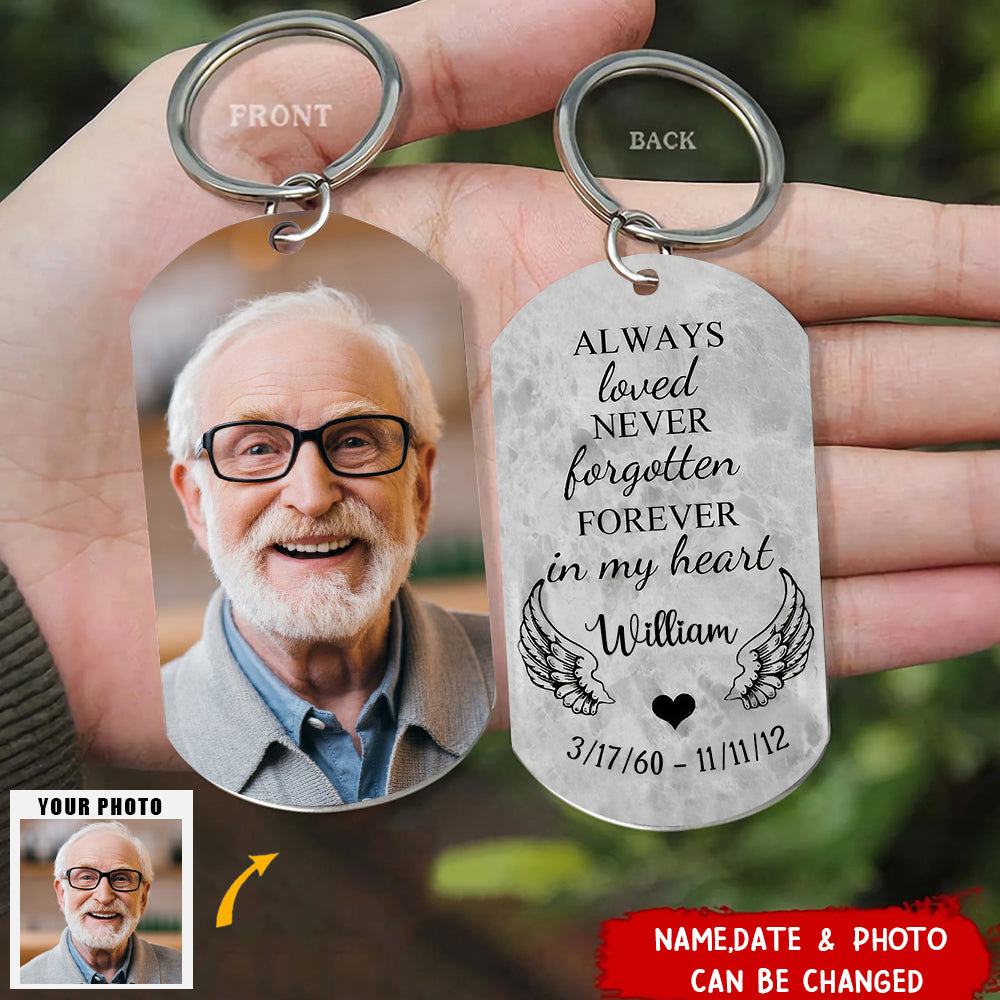 Always Loved Never Forgotten Double Sided Custom Photo Keychain