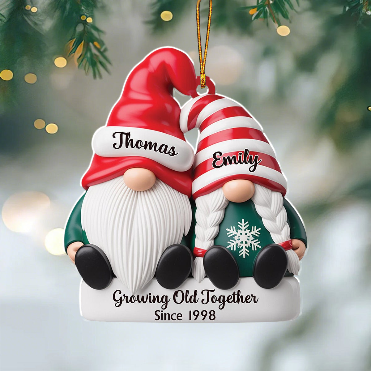 Growing Old Together Since - Custom Christmas Ornament For Couple