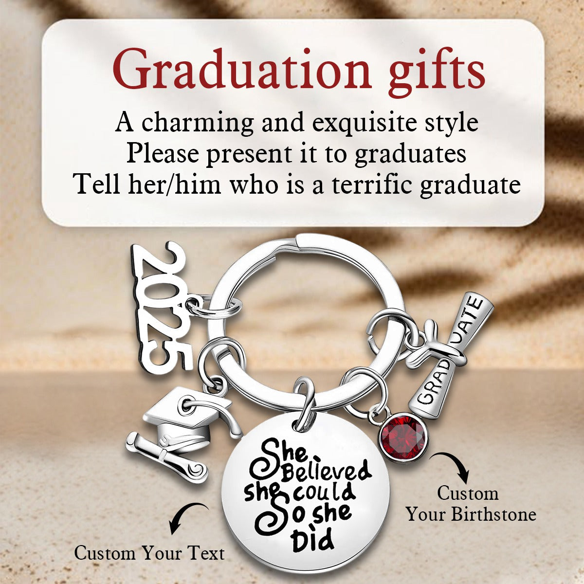 She Believed She Could So She Did - Personalized Graduation Keychain