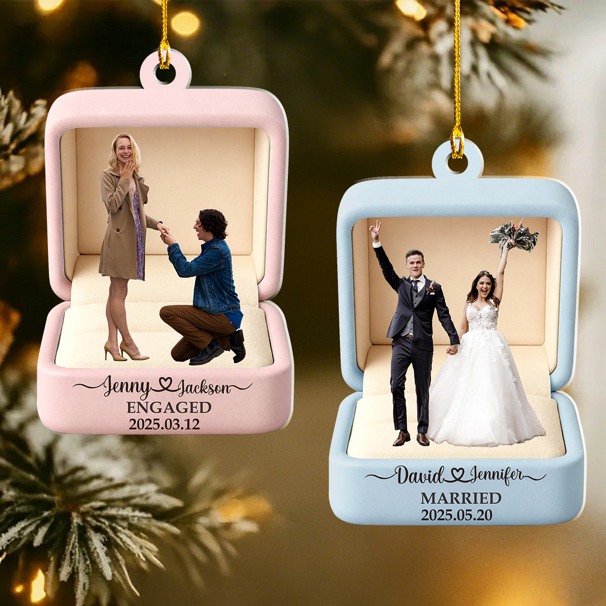 Custom Photo Ornament For Couples -Newlywed Gift