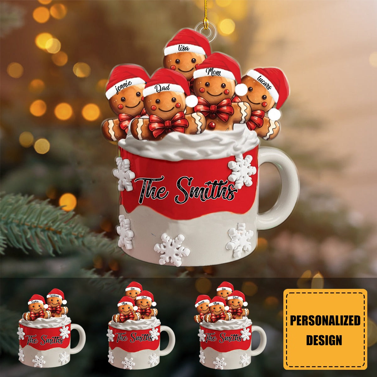 Personalized Gingerbread Christmas Ornament - Personalized Family Ornament