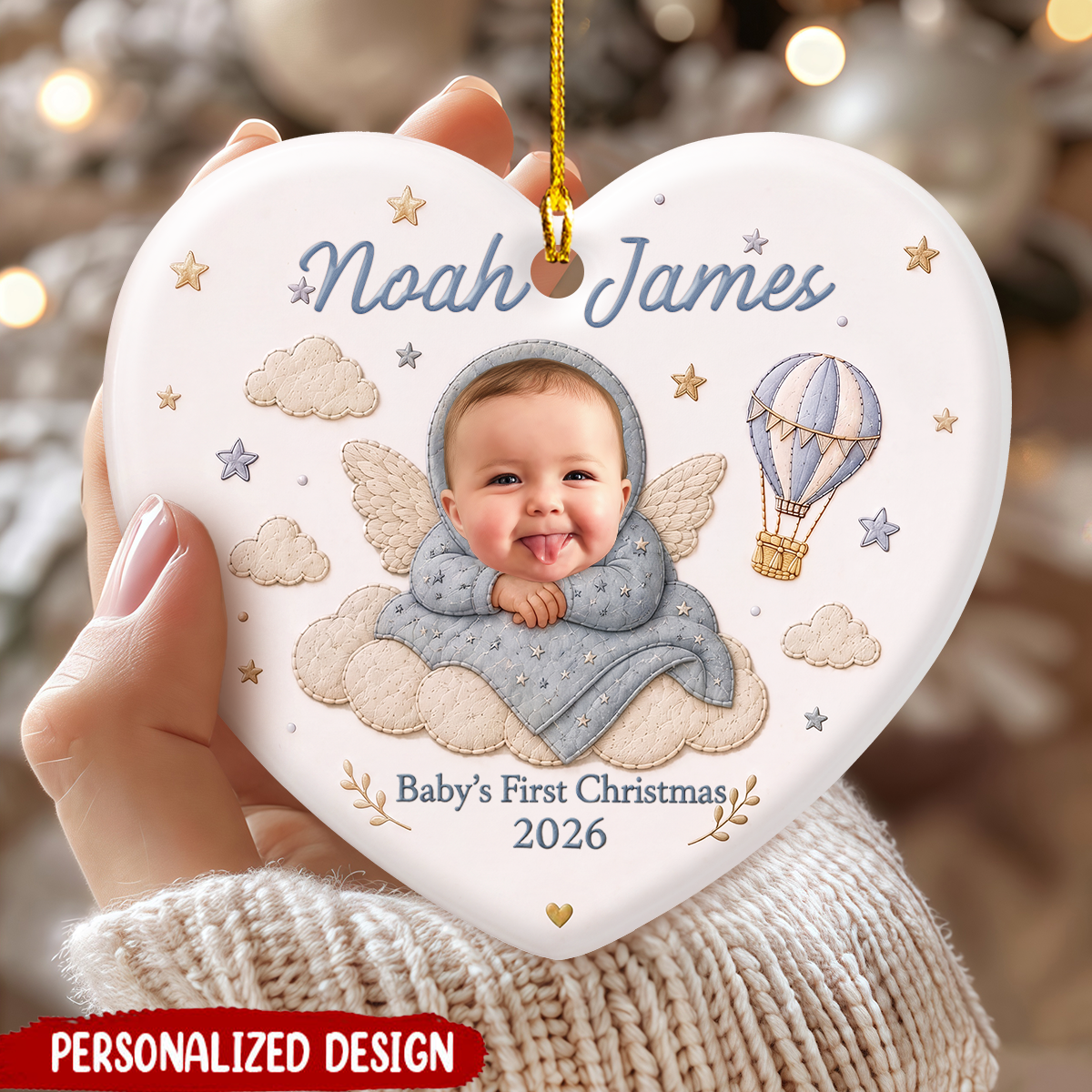Personalized Baby First Christmas Photo Ornament