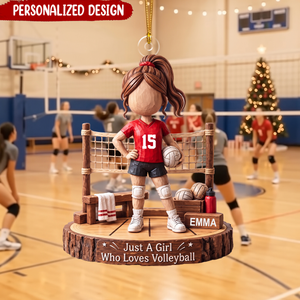 Personalized Volleyball Christmas Ornament, Custom Name Number Keepsake
