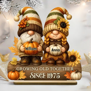 Couple Growing Old Together Personalized Standing Wooden Plaque