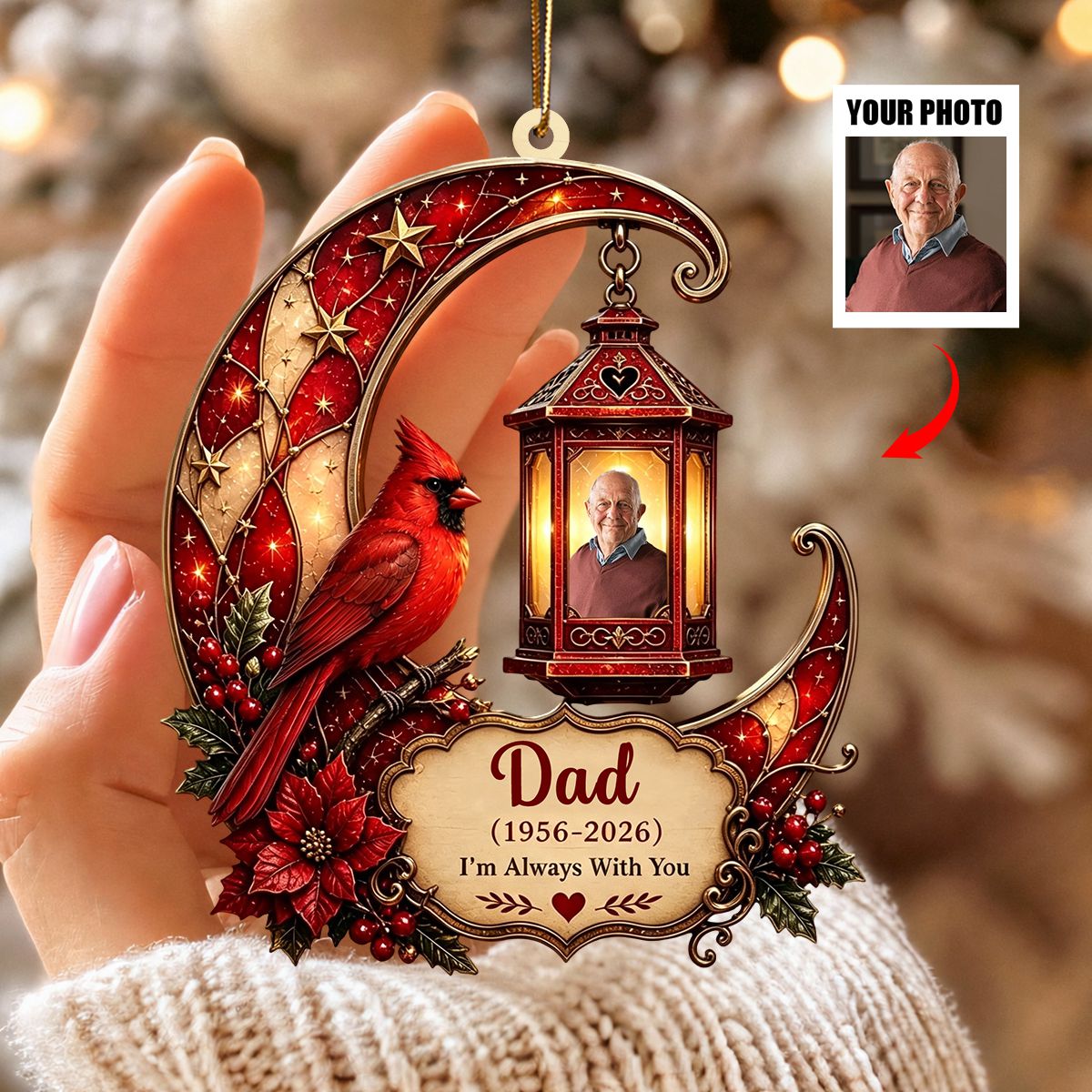 Personalized Cardinal Memorial Acrylic Keychain