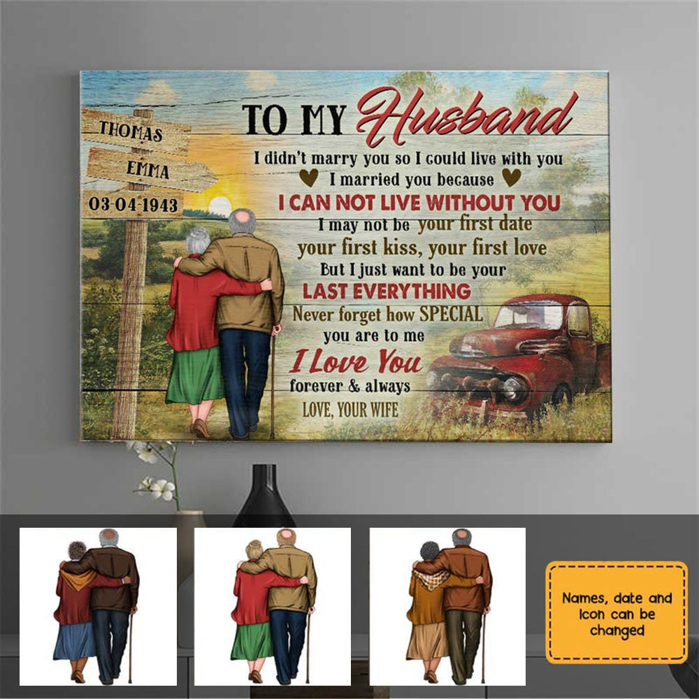 To My Husband Country Road Personalized Canvas