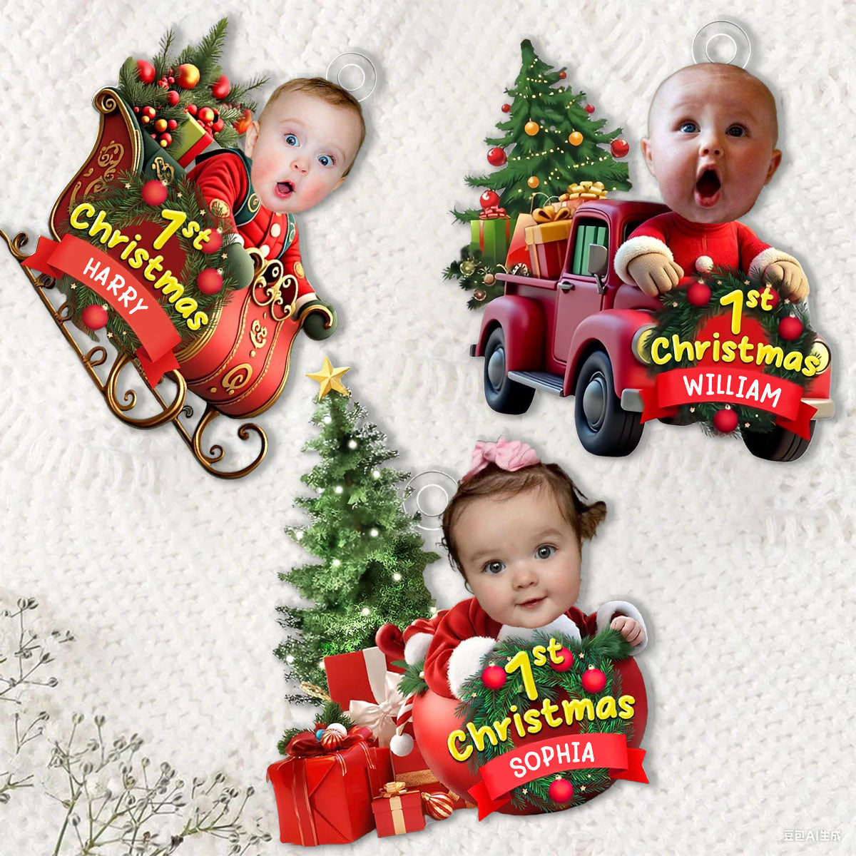 Custom Baby Face First Christmas Petsonalized Ornament