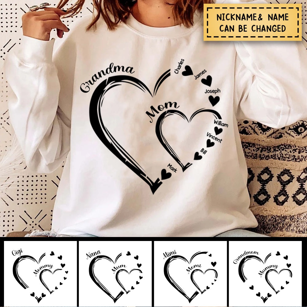 Personalized Mom Grandma And Grandkids Hearts Gift For Grnadma Sweatshirt