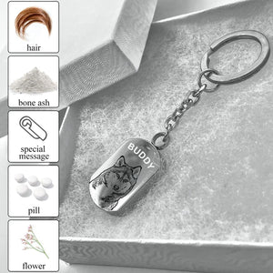 Personalized Photo Engraved Urn Keychain, Pet Keepsake Gift