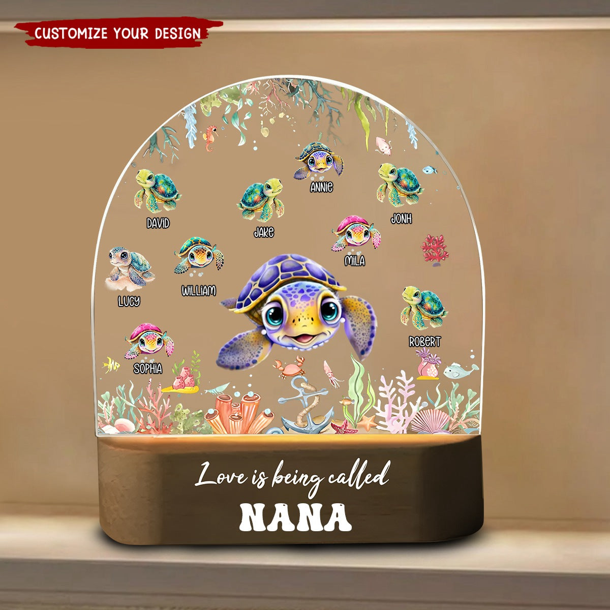 Love Is Being Called Grandma Nana Mom Personalized LED Night Light