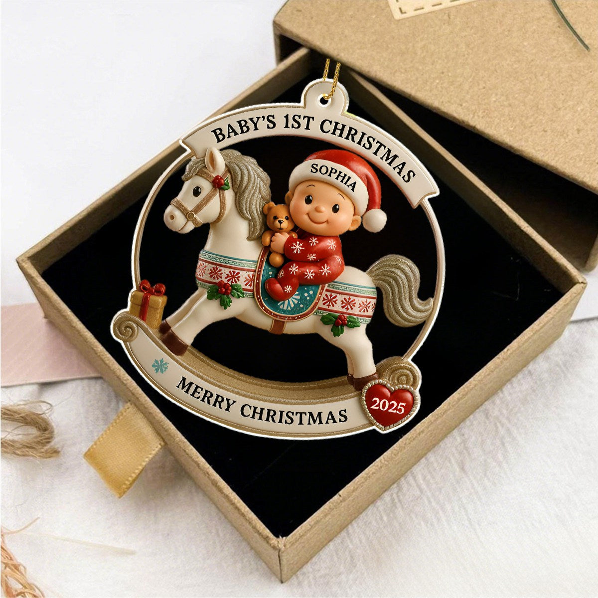 Baby's 1st Christmas On A Rocking Horse, Custom Acrylic Ornament
