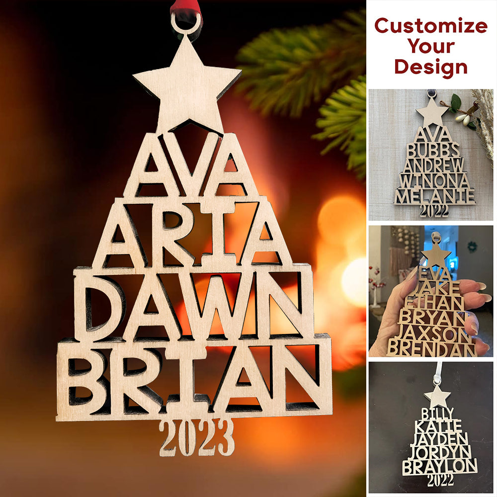Our Family 2023 Custom Family Name Wooden Ornament