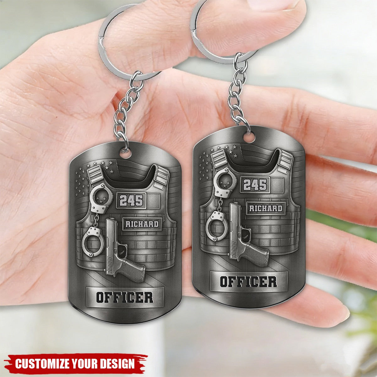 To My Beloved Officer, Stainless Steel Keychain, Gift For Police Officers