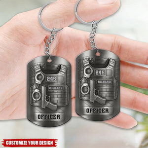 To My Beloved Officer, Stainless Steel Keychain, Gift For Police Officers