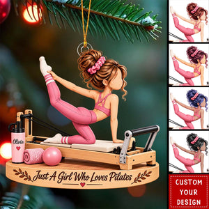 Personalized Pilates Girl Ornament, Pilates Lover Keepsake For Her