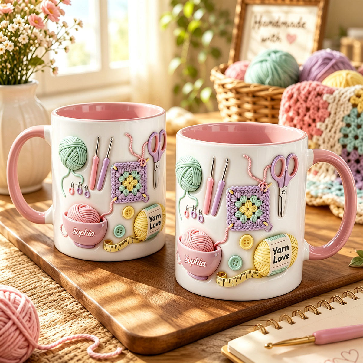 Personalized Crochet Mug With Name, Yarn Lover Gift