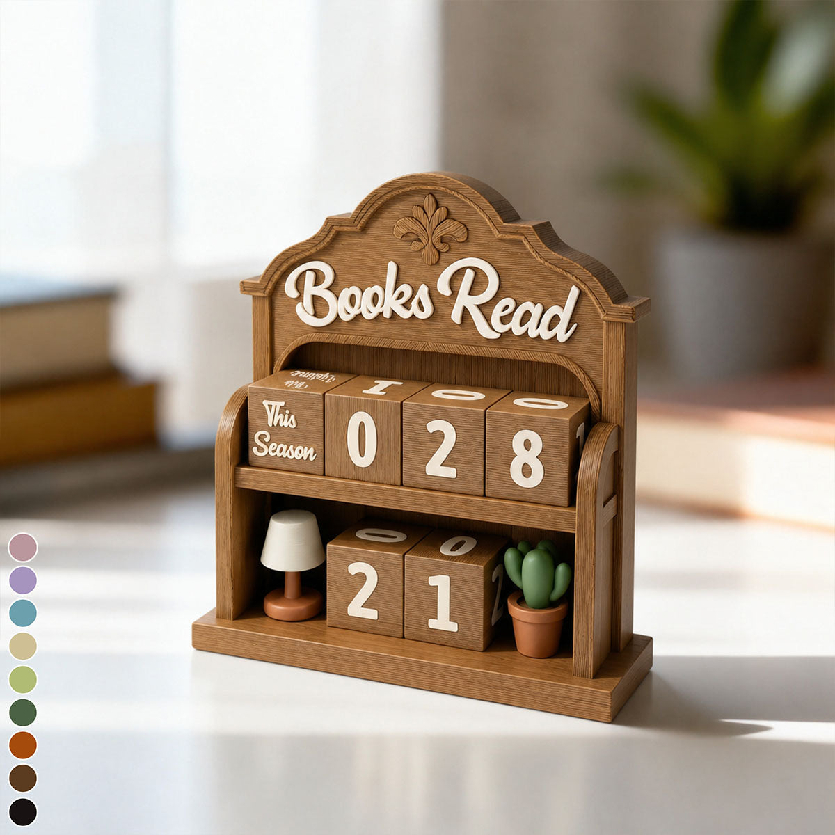 Vintage Style 3D-Printed Book Counter - Books Read This Year