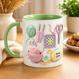 Personalized Crochet Mug With Name, Yarn Lover Gift