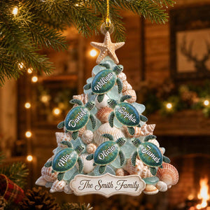 Personalized Turtle Family Tree Christmas Ornament