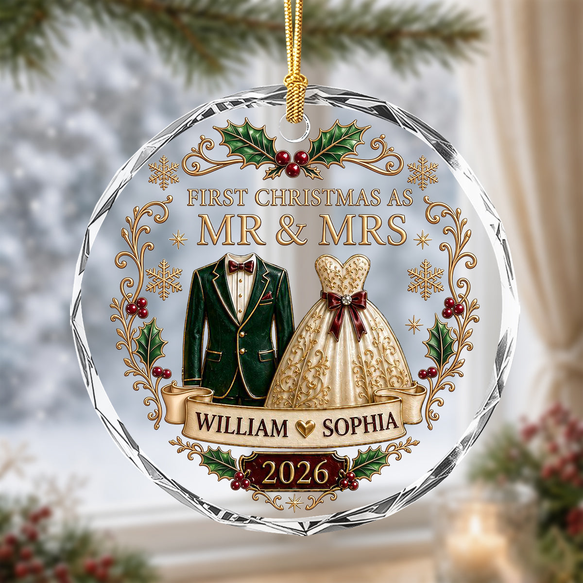 First Christmas As Mr. And Mrs. Ornament, Personalized Newlywed Ornament 2026