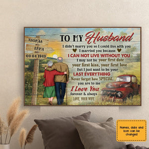 To My Husband Country Road Personalized Canvas