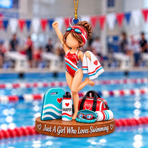 Personalized Swimming Girl Christmas Ornament, Just A Girl Who Loves Swimming