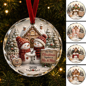 Personalized First Christmas Mr And Mrs Snowman Ornament