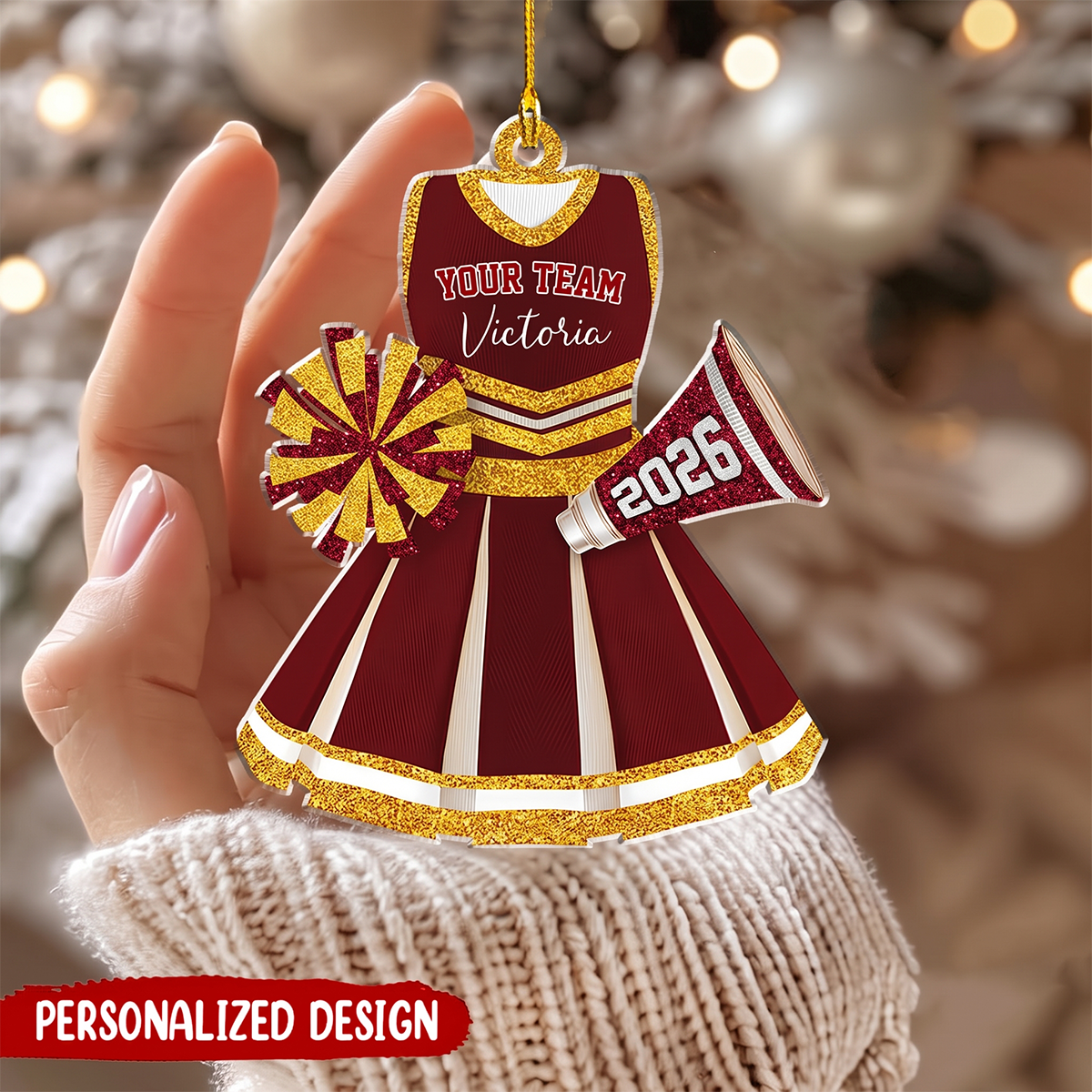 Personalized Cheerleader Uniform Christmas Ornament-Cheer Team Gift