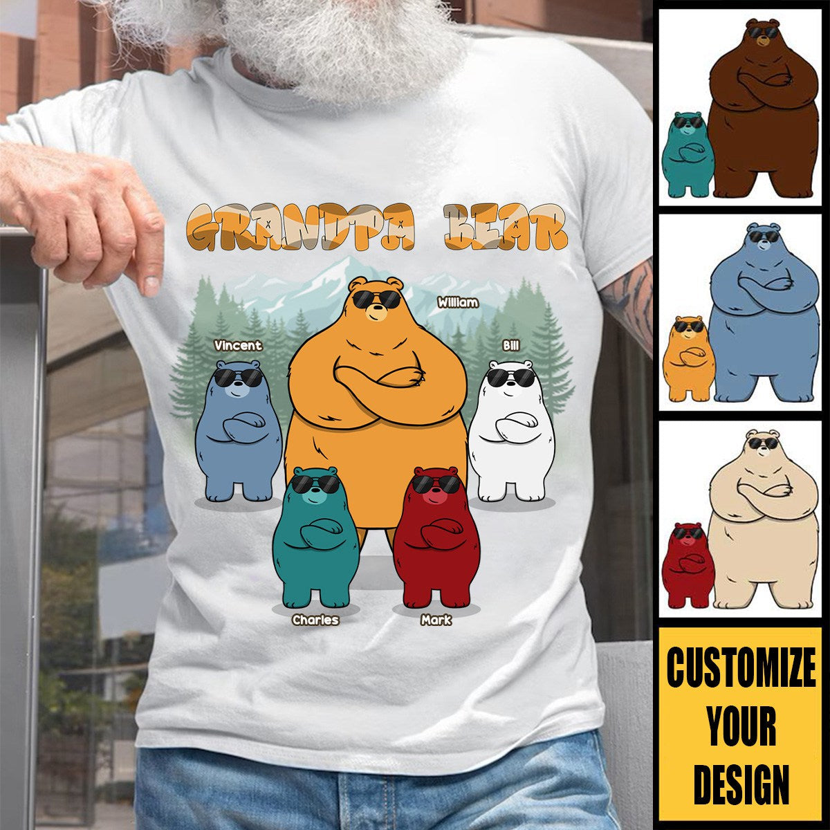 Gift For Dad Grandpa Awesome Papa Bear - Personalized T-shirt