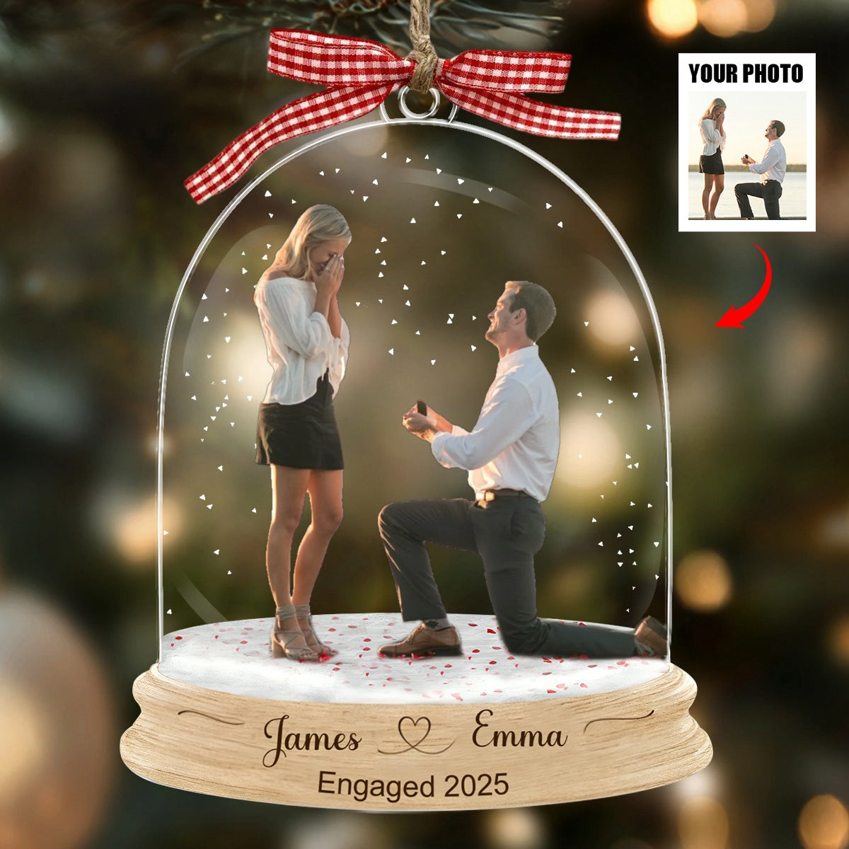 Custom Proposal Photo Acrylic Ornament, Engagement Keepsake