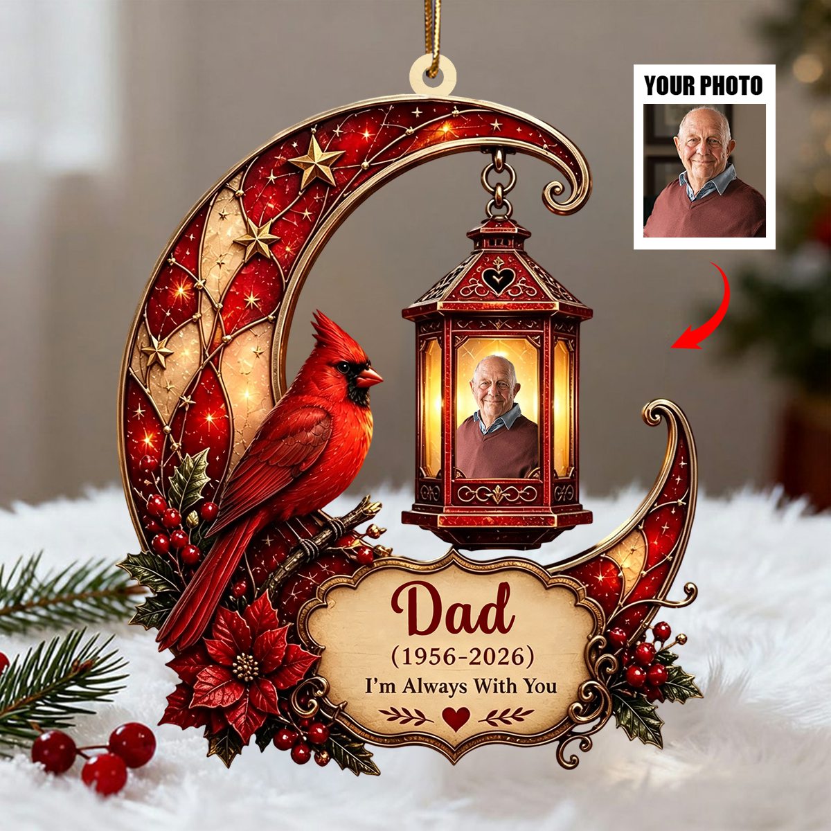 Personalized Cardinal Memorial Acrylic Keychain