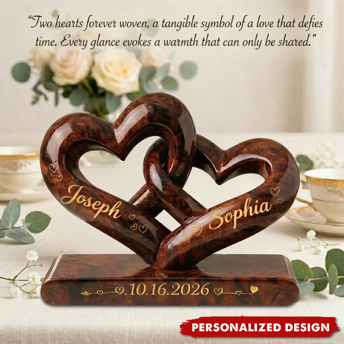 Personalized Acrylic Heart Infinity Plaque, Custom Couple Names Anniversary Gift