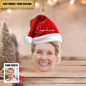 Funny Christmas Face - Personalized Acrylic Photo Ornament
