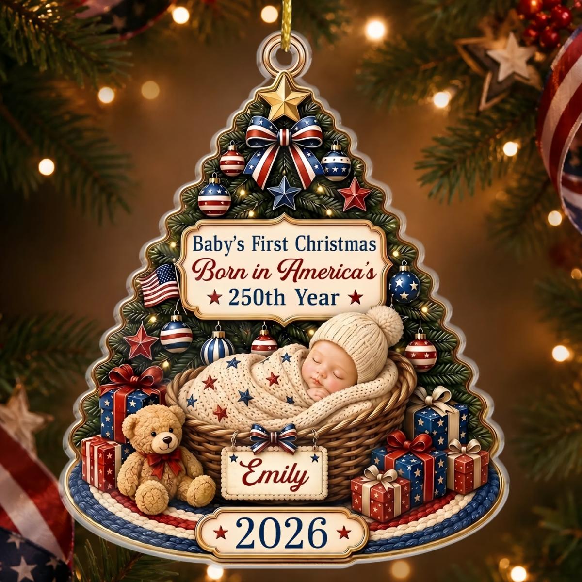 Personalized America 250th Anniversary Christmas Ornament - Newborn Gift