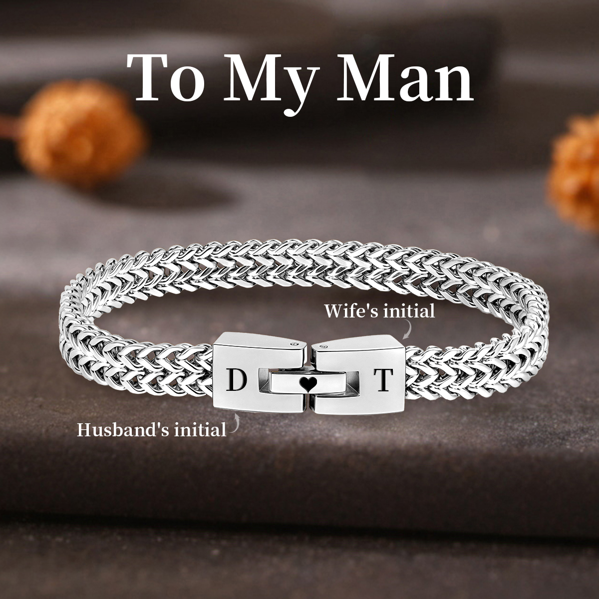 To My Man, Personalized Couples Engraved Bracelet