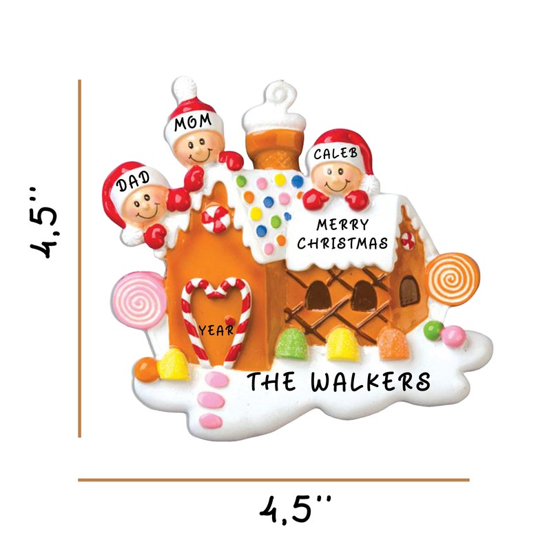 Personalized Gingerbread House Family Christmas Resin Ornament