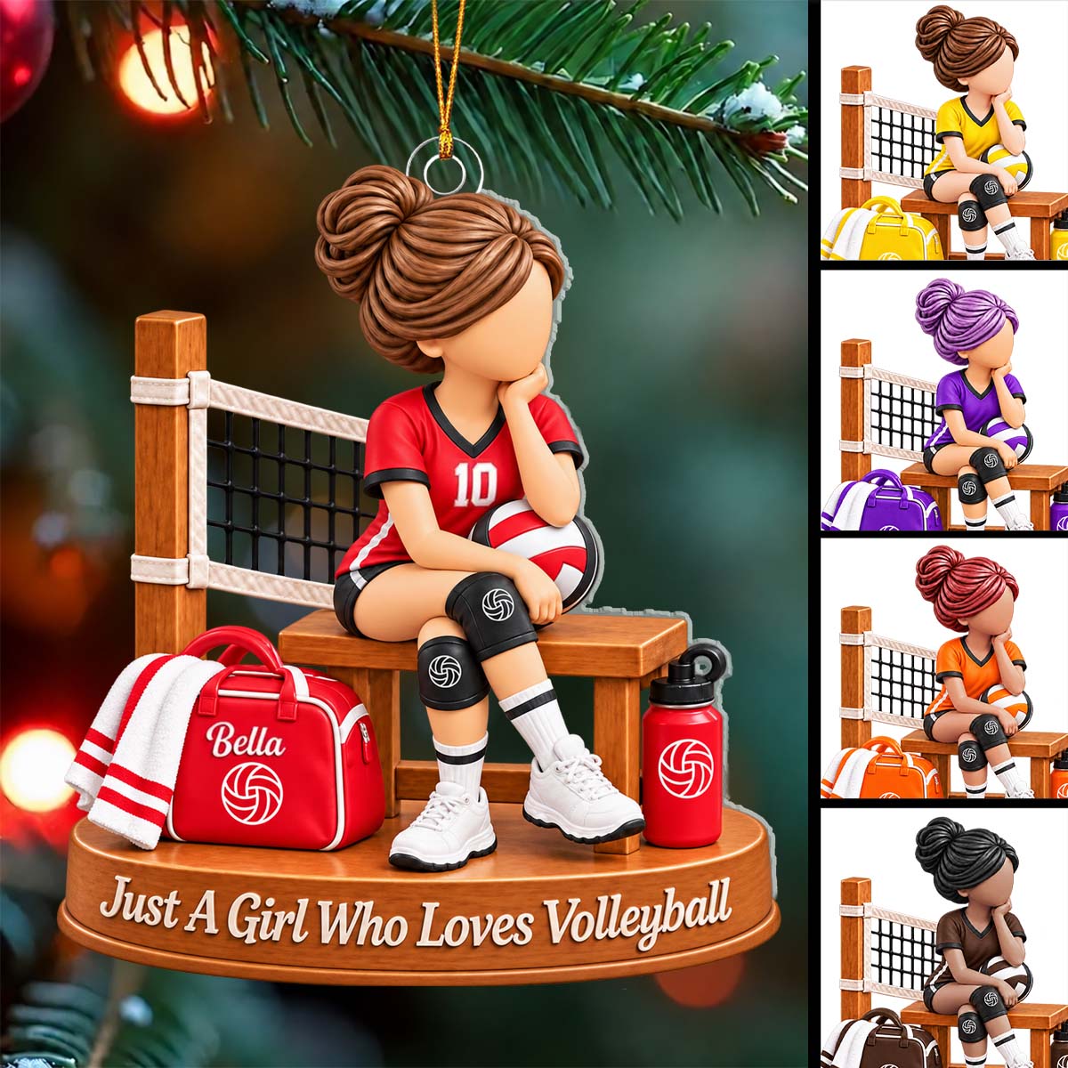 Personalized Volleyball Girl Ornament, Custom Name Athlete Team Gift