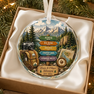 Personalized Travel Adventure Mountain Ornament-Couple Adventure Awaits Keepsake