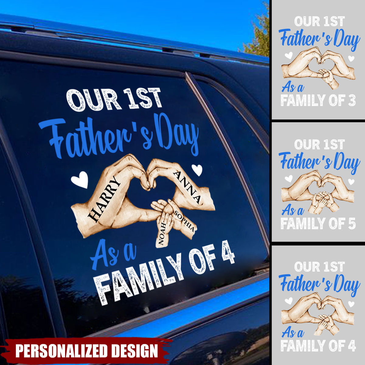 First Father's Day As A Family of 3-4-5 - Personalized Sticker