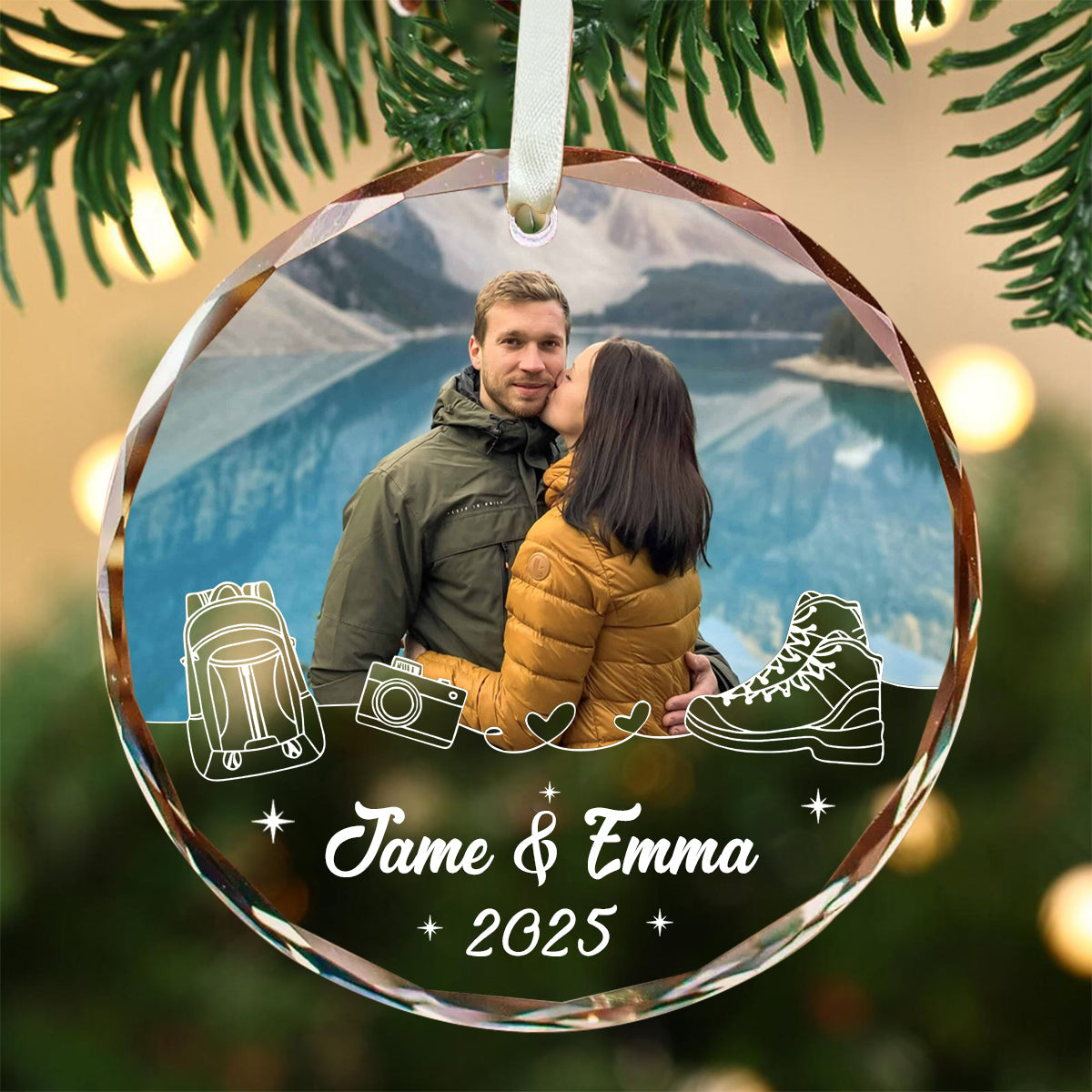 Personalized Hiking Partners Photo Ornament,Gift for Hikers