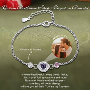 Custom Photo Projection Bracelet with Birthstone