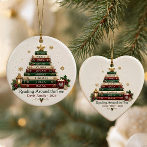 Personalized Book Lover Family Christmas Ornament