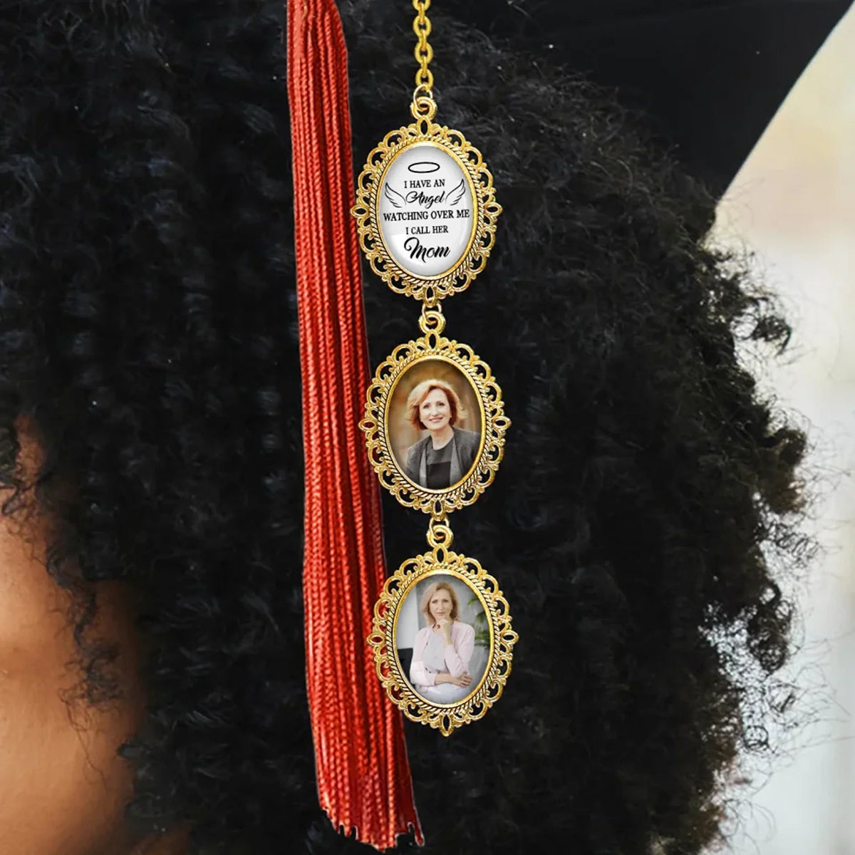 Personalized Tassel Charm With Angel Wings, Memorial Graduation Gift