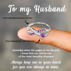 Custom Eternal Love Birthstone Ring For Memorial Husband