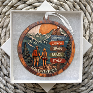 Personalized Couple Travel Adventure Wooden Ornament-Custom Names Gift