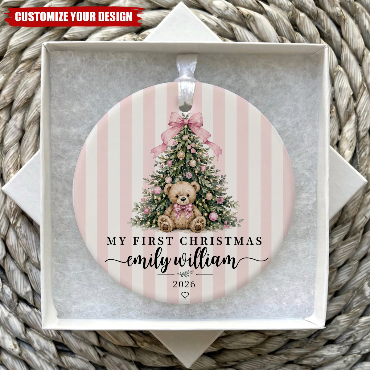 Personalized Baby  First Christmas Ornament with Baby Name