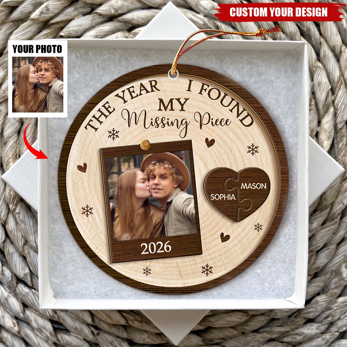 The Year I Found My Missing Piece Puzzle - Personalized Couple Photo Ornament