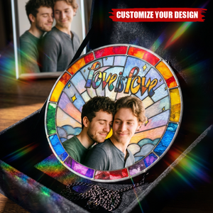 Personalized Rainbow Suncatcher With Photo, Pride Month LGBT Gift