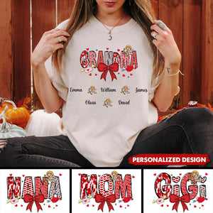 Personalized Valentine Shirt For Mimi Nana Mom Grandma - Custom Kid Names
